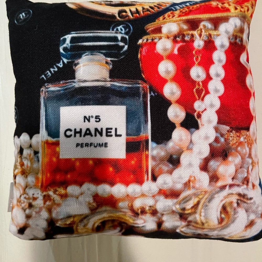Chanel No5 Perfume and Pearls Pillow